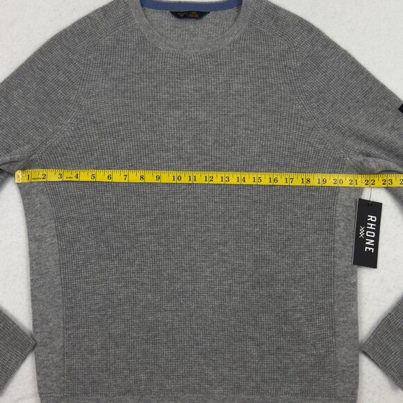 Rhone Wool Cashmere Sweater Men’s M Light Gray Heather Waffle Knit NWT - Picture 5 of 11